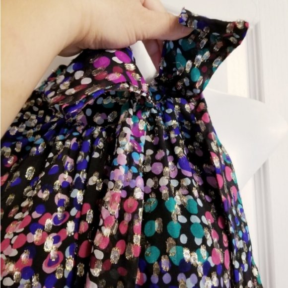 Kate Spade Multicolor metallic dot top blouse bow size large nwot - Picture 6 of 10